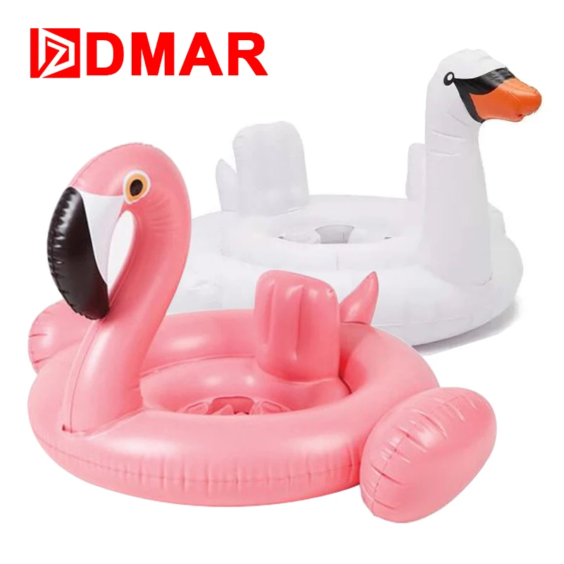 

DMAR Inflatable Flamingo Swan Infants Giant Pool Float for Kids Swimming Ring Circle Baby Beach Mattress Sea Water Toys