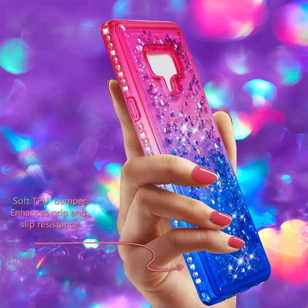 Glitter Liquid Diamond Bling Floating Soft Shiny Case Cover For Samsung S8 S9 A5 2017 A6 A6 Plus Note 9 J3 J7 Clear Phone Coque  (6)