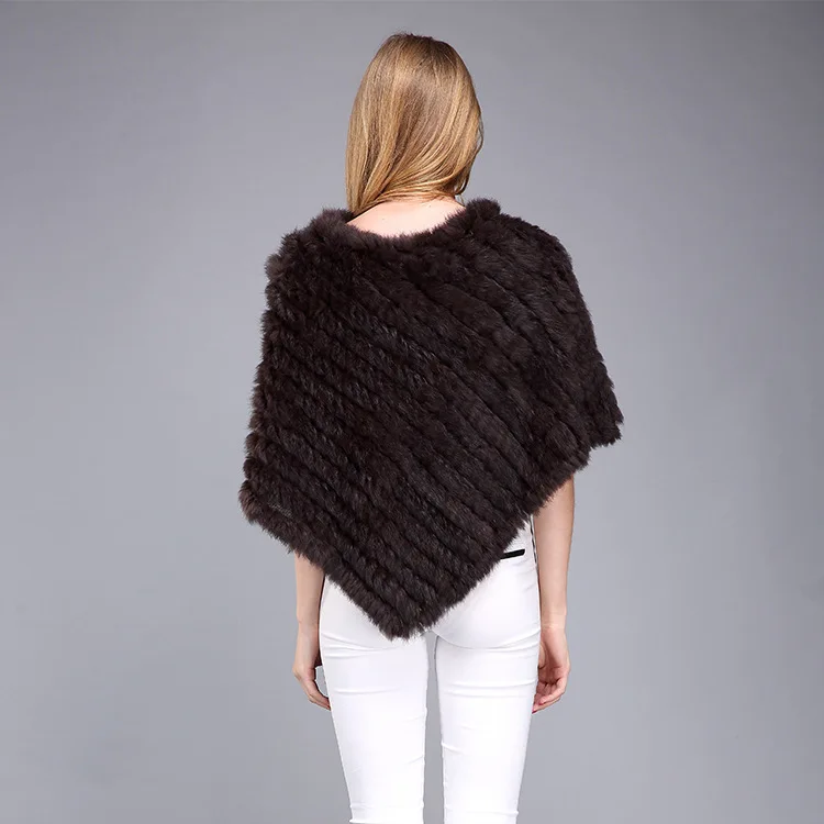  Winter Warm Shawl Poncho For Women Knitted Real Rabbit Fur Shouder Pashmina Capes Lady Natural Fur Wraps (11)