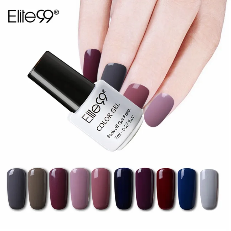 

Elite99 7ml Pure Color Gel Lacquer 10 Pcs/set Nail Art Semi Permanent Nail Gel Polish Soak Off UV LED Manicure Primer Glue