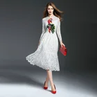 Save 11.73 on Vestido De Renda 2017 Spring Women Sequined Birds Contrast Color Solid White Lace Long-Sleeved One-Piece Dress Lolita Novas