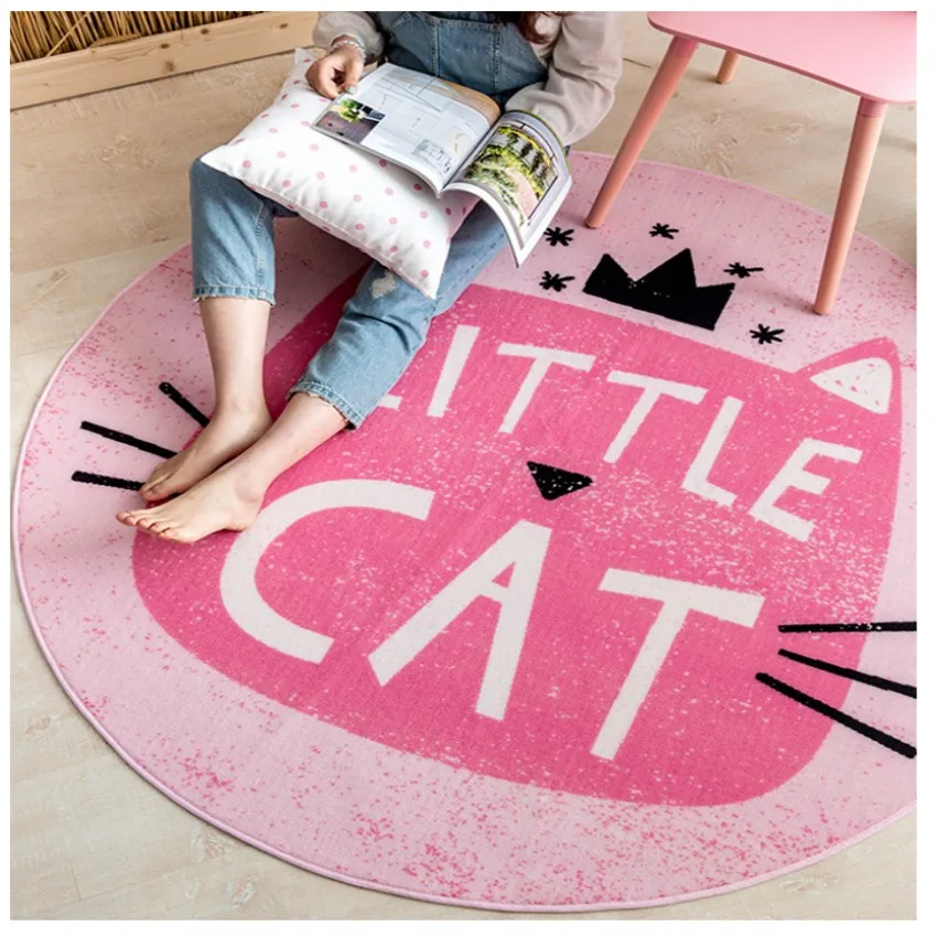 Honey pink cartoon cat round shaped carpet 150 150cm kitty living room carpet bedroom ground mat