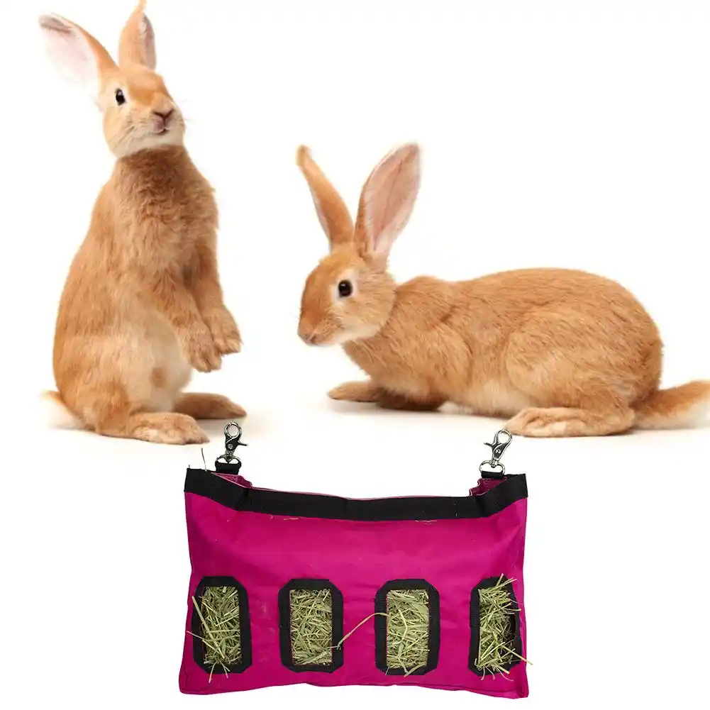 Hay Bag Hanging Feeder Sack Holder Feeding Supply For Rabbit
