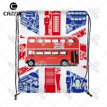 Носки с рисунком британского флага Лондонский автобус городской Стиль Almofada индивидуальный принт нейлон ткань шнурок рюкзак подарочный набор из 4 шт