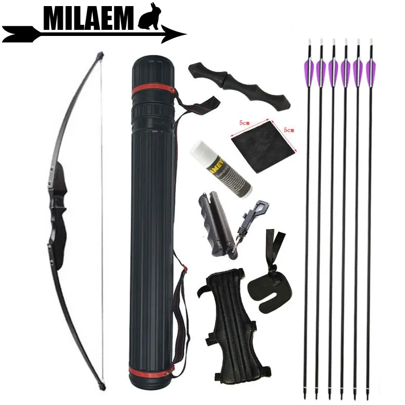 

30/40lbs Archery Recurve Bow With Carbon Arrow Spine 500 With Arrow Quiver Finger Guard Bow Arrow Outdoor Shooting Accessories