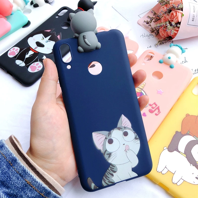 Y7 3D чехол для huawei Y7 чехол для телефона Kawaii Медведь Единорог силиконовый чехол для etui huawei Y7 Prime чехол+ отпечаток пальца - Цвет: 1