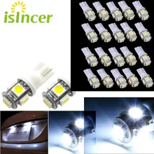 20x T10 5050 W5W 5 SMD 194 168 светодиодный Белый Автомобильный боковой клиновидный задний светильник лампа 12v светодиодная лампочка освещения приборов клиновидный автомобильный светильник лампа