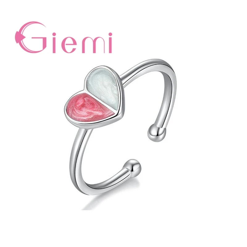 

Hot Listing Multicolor Enamel Heart Shape 925 Silver Fantasy Solid Iconic Opening Ring For Girl Birthday Surprise