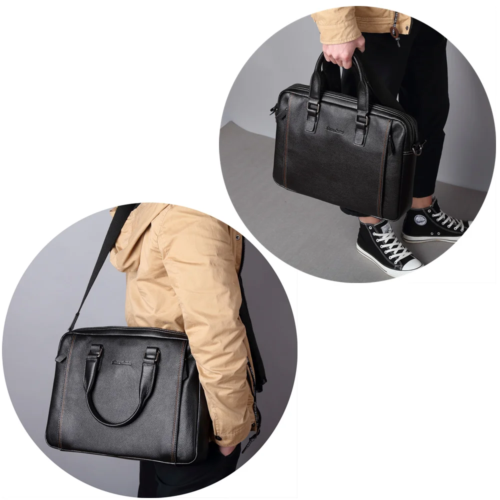 البيسون الدنيم جلد أصلي للرجال حقيبة كمبيوتر محمول حقيبة الذكور الشهيرة العلامة التجارية Crossbody حقيبة الأعمال الرجال حقيبة يد حقيبة كتف N2739-4