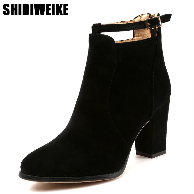 

Women Boots High Heels Ankle Boots Fashion 2019 Autumn Chunky Heel Ladies Short Boots Shoes Female Khaki Shoes N265