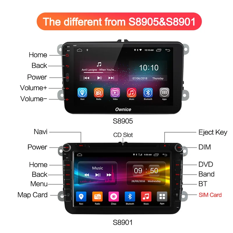 Top Ownice K1 K2 K3 8 Core Android 9.0 4G RAM 32G ROM 2 Din Car DVD GPS Navi Radio Player For VW Golf Skoda Multimedia Car DH233 3