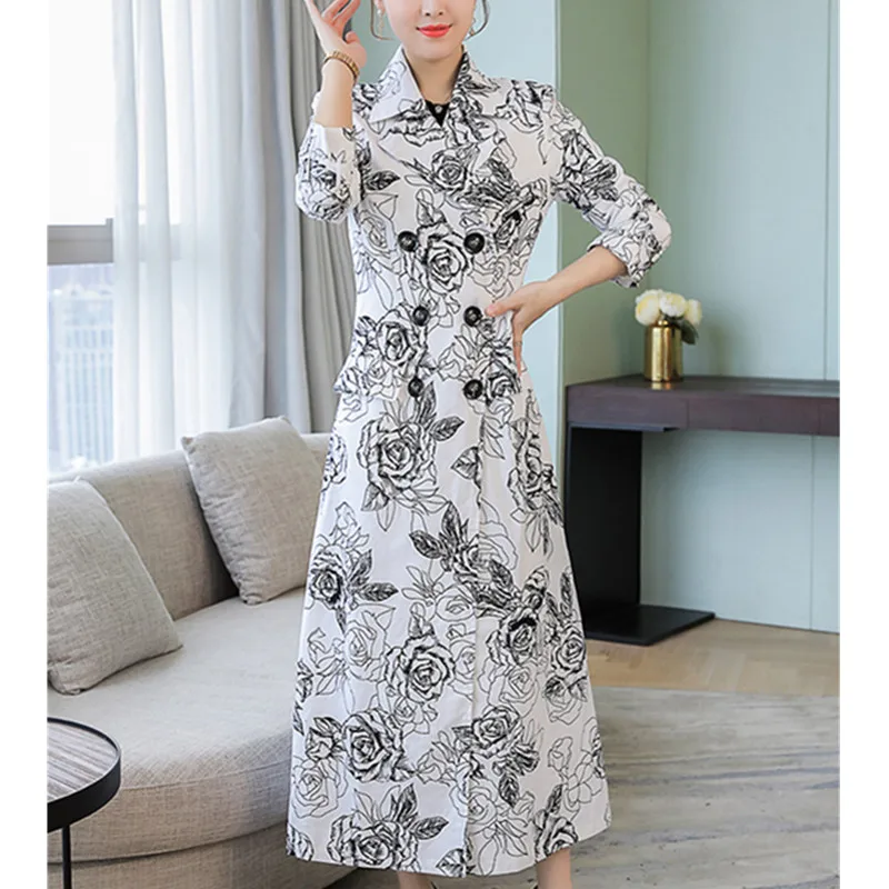 À Tranchée Mince Feminino Automne Nouvelle vent Survêtement Gamme De Casaco Femmes Double Manteau Haut Élégant White Boutonnage Rétro Long Coupe tQsCxoBrhd