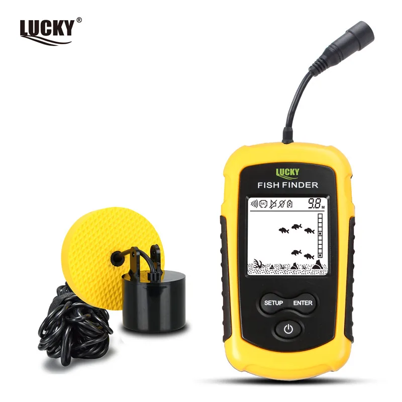 الروسية دليل! محظوظ FF1108-1 المحمولة صياد السمك سونار مسبار إنذار محول Fishfinder 0.7-100 m الصيد صدى أسلم