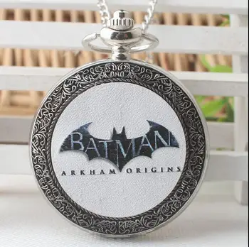 

New silver batman enamel pattern popular fashion quartz large pocket watch gift pocket watches chain