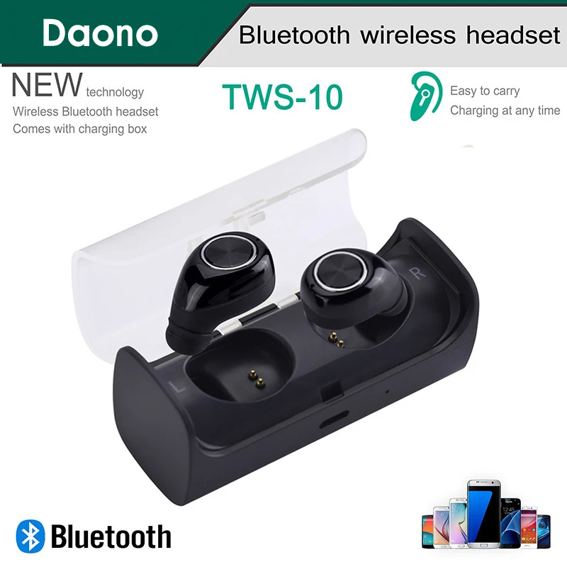 

DAONO TWS Mini Twins True Stereo Bluetooth Earphone Wireless Headphones Headset Dual for iPhone with Charger Box Portable