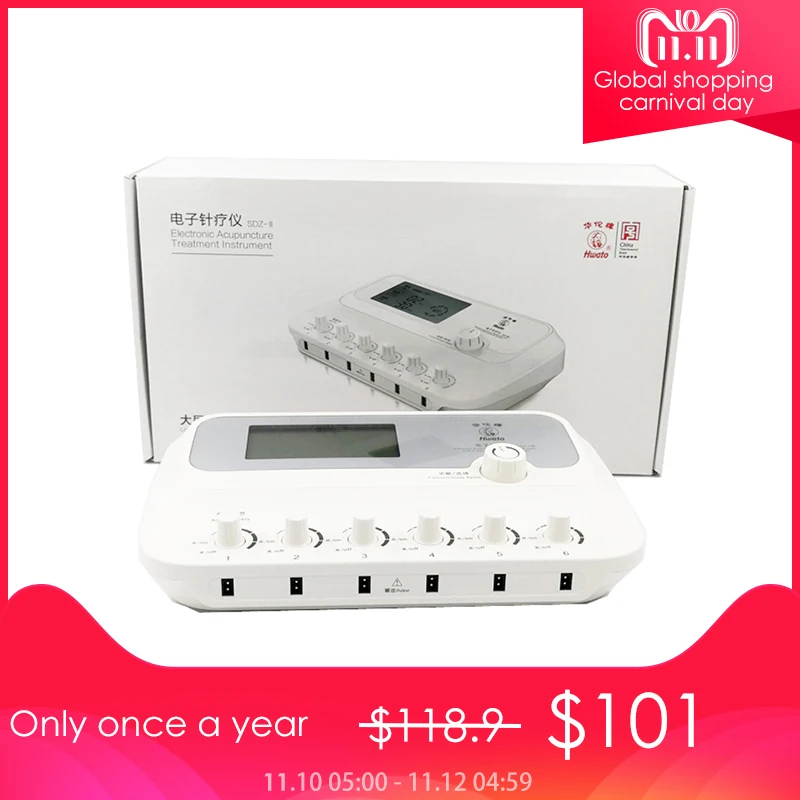 

LCD 6 Channels TENS Low-Frequency adjustable Electro Acupuncture Stimulator Acupuncture treatment for Massage and relax muscles