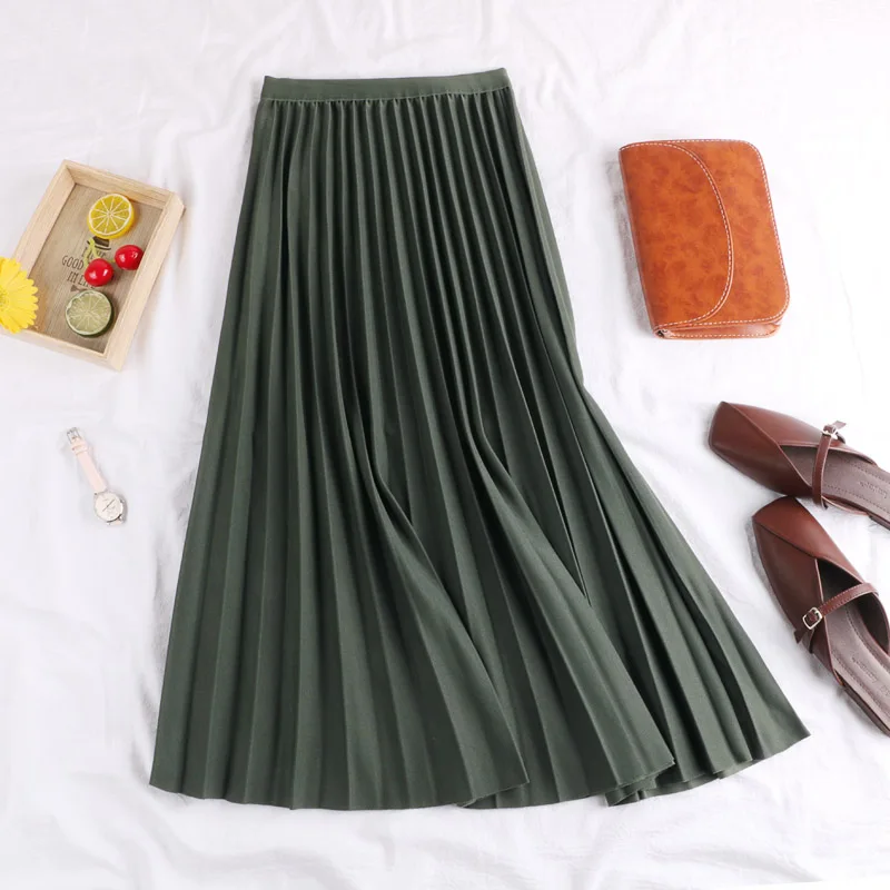 2019 New Spring Autumn Solid Color Large Pendulum Long Pleated Skirt Korean A-Line Elastic Waist tutu Skirt Women Maxi Skirts 2019 New Spring Autumn Solid Color Large Pendulum Long Pleated Skirt Korean A-Line Elastic Waist tutu Skirt Women Maxi Skirts