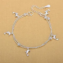 Одежда высшего качества Серебряный Подвеска-Дельфин браслеты 925 модные браслеты-цепочки тонкой моды браслет