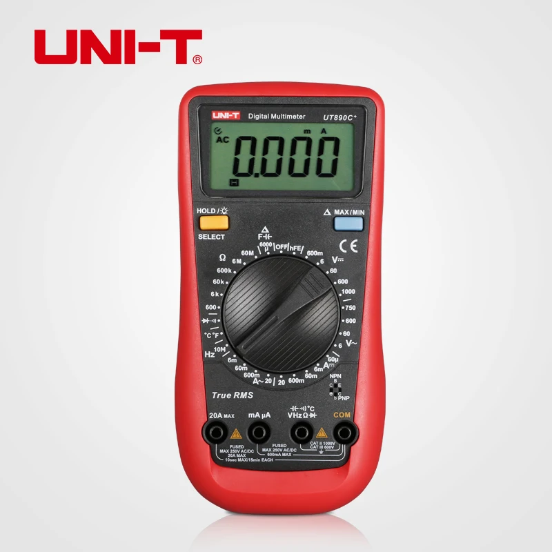 

UNI-T UT890C+ True RMS Multimeter LCD Digital Display Electrical Tool Handheld Ohm AC/DC Voltage Ammeter Current Tester Multimer
