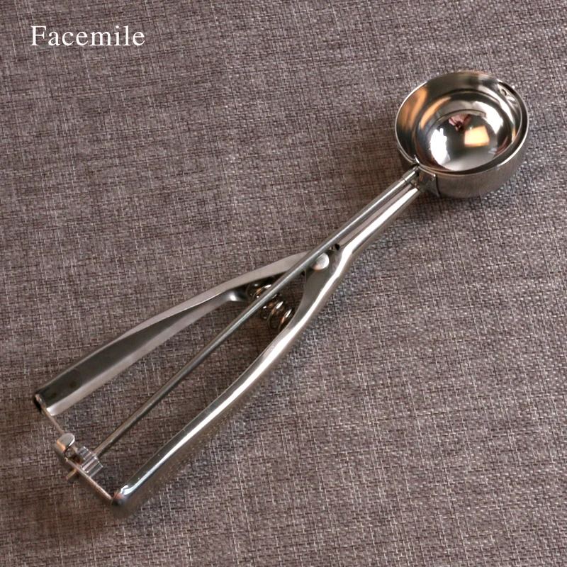 

5cm Stainless Steel Spring Handle Ice Cream Mashed Potato Cookie Scoops Spoon Ice Cream Tools Kitchen Accessories 03080 Gift