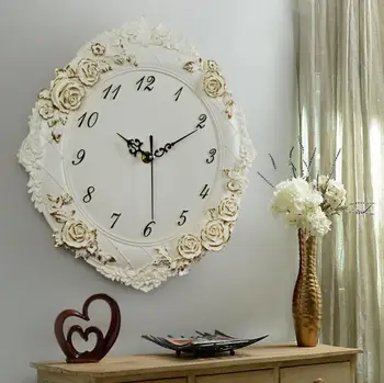 

European Creative Resin Wall Clock Home Livingroom Silent Clock Hotel Restaurant Wall Hanging Mural Mute Clock Crafts Decoration