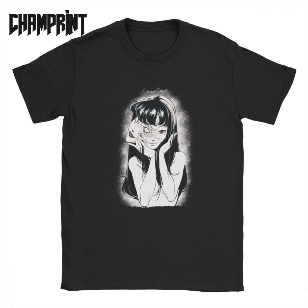 

Junji Ito T Shirts Men's 100% Cotton Fashion for Male T-Shirts Tomie Japanese Kago Manga Horror Tomie Harajuku Tees Short Sleeve