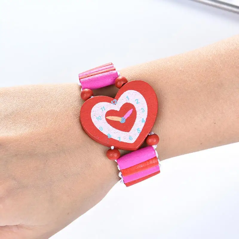 Детские красочные деревянные браслеты для девушек Детские эластичные часы браслеты детский игрушечный браслет подарок на день рождения ювелирные изделия