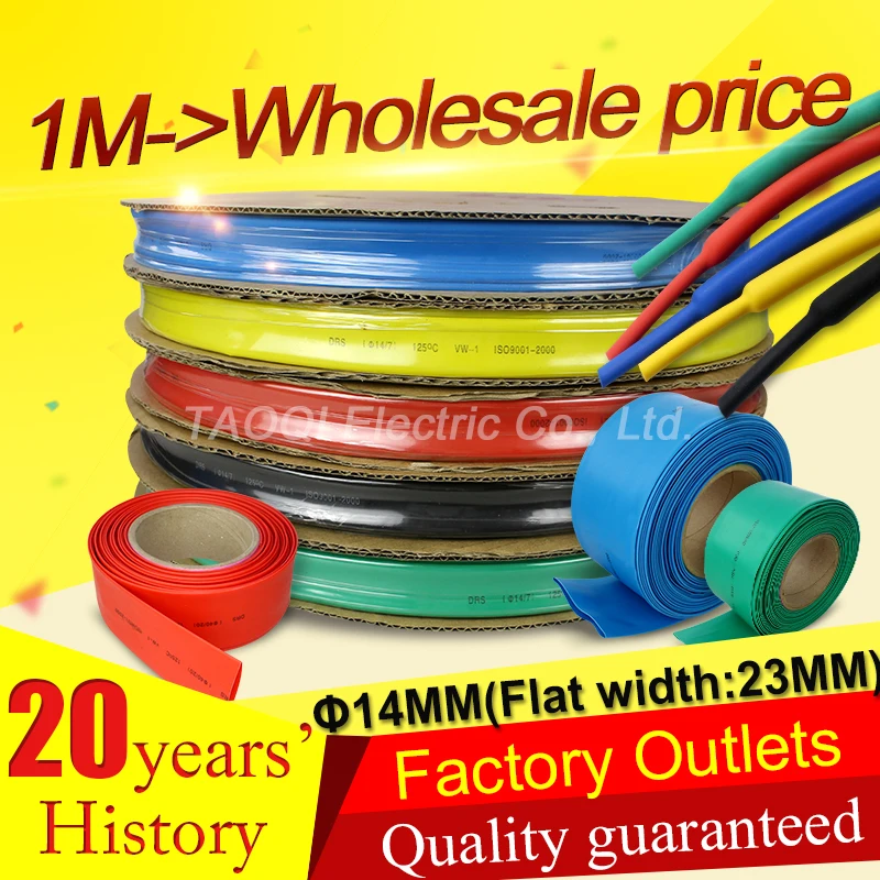 

1m 14MM Heat Shrink Tube Tubing Wrap Heatshrink shrinkable tube Cable Sleeve Wire Kit Pls use Heat Gun to Shrink