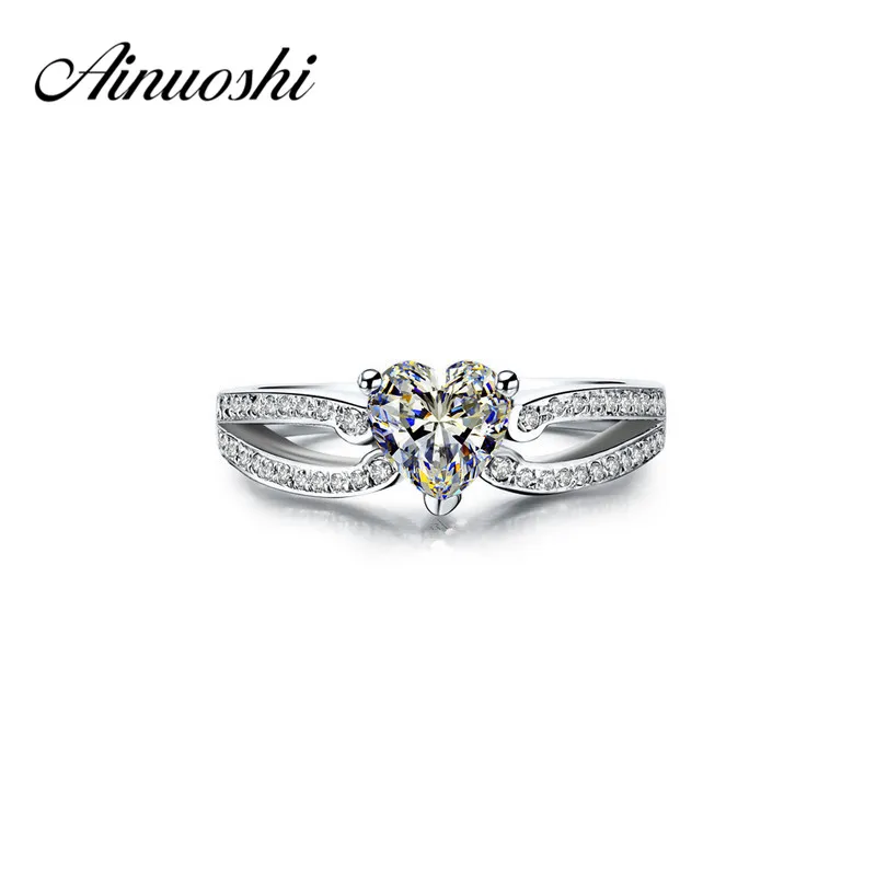 AINUOSHI 925 Sterling Silver Engagement Rings 3 Carat Heart Ring