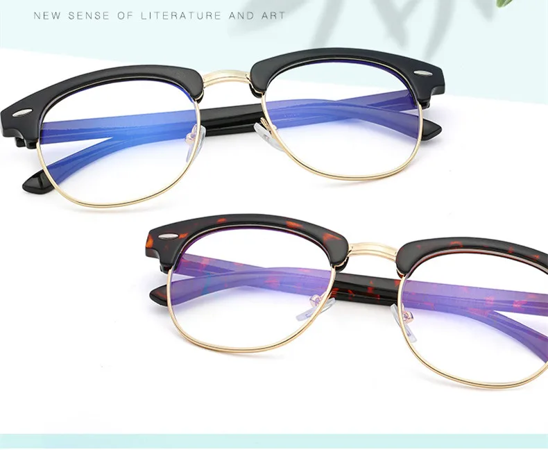 VWKTUUN Computer Glasses Frame Blue Film Goggles Half Frame Plain Glasses Optical Frame Eyeglasses Square Eyeglasses Frames