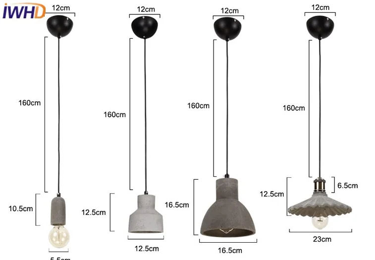 IWHD стиль лофт цемент подвесные светильники Ретро промышленный подвесной светильник для ресторана кухни спальни Hanglamp Lamparas домашнее освещение