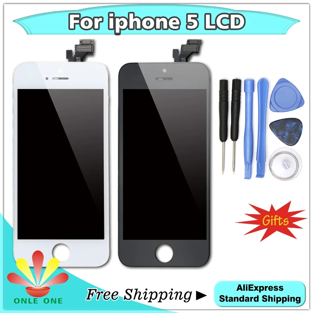 Высокое качество ЖК дисплей + сенсорный экран для iphone 5 5G дигитайзер сборка черный