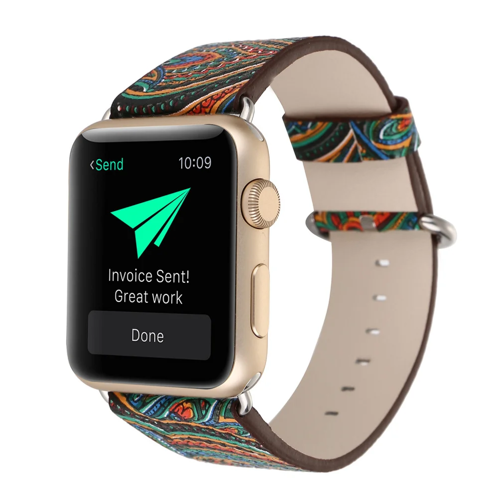 Ремешок кожаный для Apple Watch Band Series 2 3 4 5 браслет iWatch 38 мм 40 42 44 новый стиль 1:1|band for apple