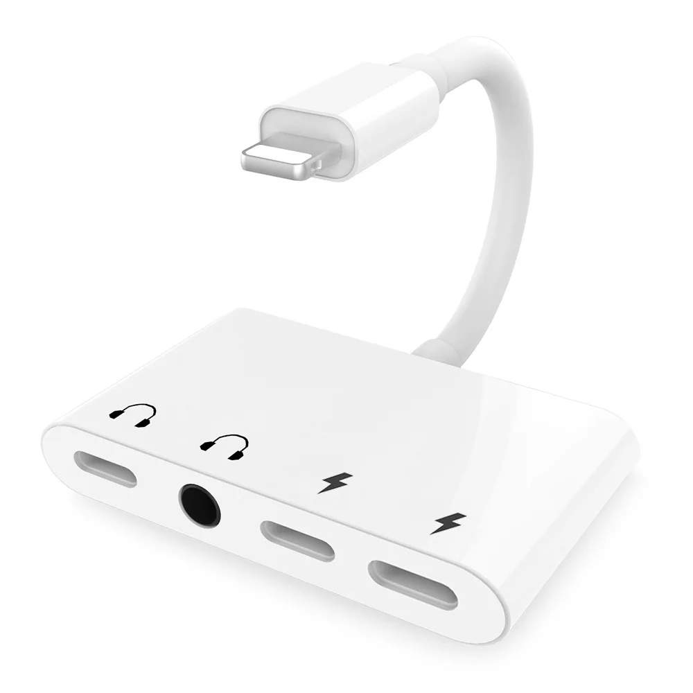 3 5mm Audio Headphone Aux Jack Adapter with USB C Charger Splitter for 4 in 1 to Converter for iPhone XS Max XR X 8 7 iPod iPad