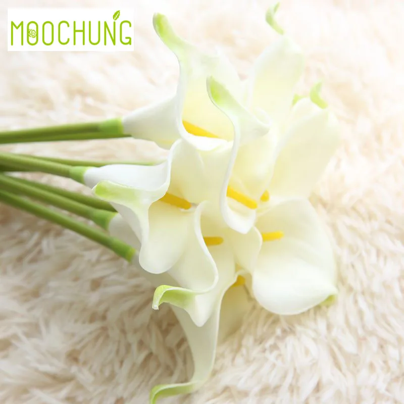 

MOOCHUNG Artificial Real Touch Calla Lily Flowers Mini Foam Simulation Decorative Flower Bouquets For Wedding Bridal Home Decor