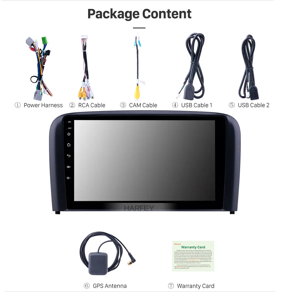 Excellent Harfey 2din 9 inch Android 8.1 Car Unit Radio for 2004 2005 2006 Volvo S80 GPS Navi USB AUX support Carplay DVR OBD Digital TV 14