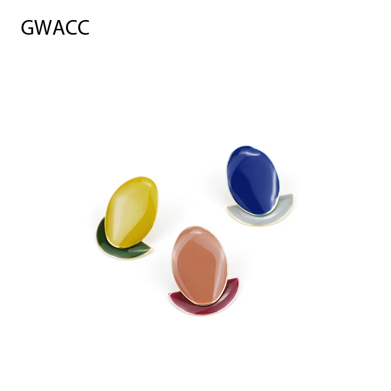 

GWACC New Design Morandi Color Earrings Vintage Two Piece Connecting Oil Drop Earrings For Women Fashion Jewelry Contrast Color