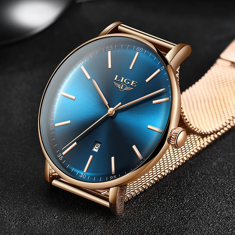 LIGE Women Watch Top Brand Luxury Ladies Simple Ultra-thin Clock Stainless Steel Mesh Belt Waterproof Watch Ladies Watch +Box LIGE Women Watch Top Brand Luxury Ladies Simple Ultra-thin Clock Stainless Steel Mesh Belt Waterproof Watch Ladies Watch +Box