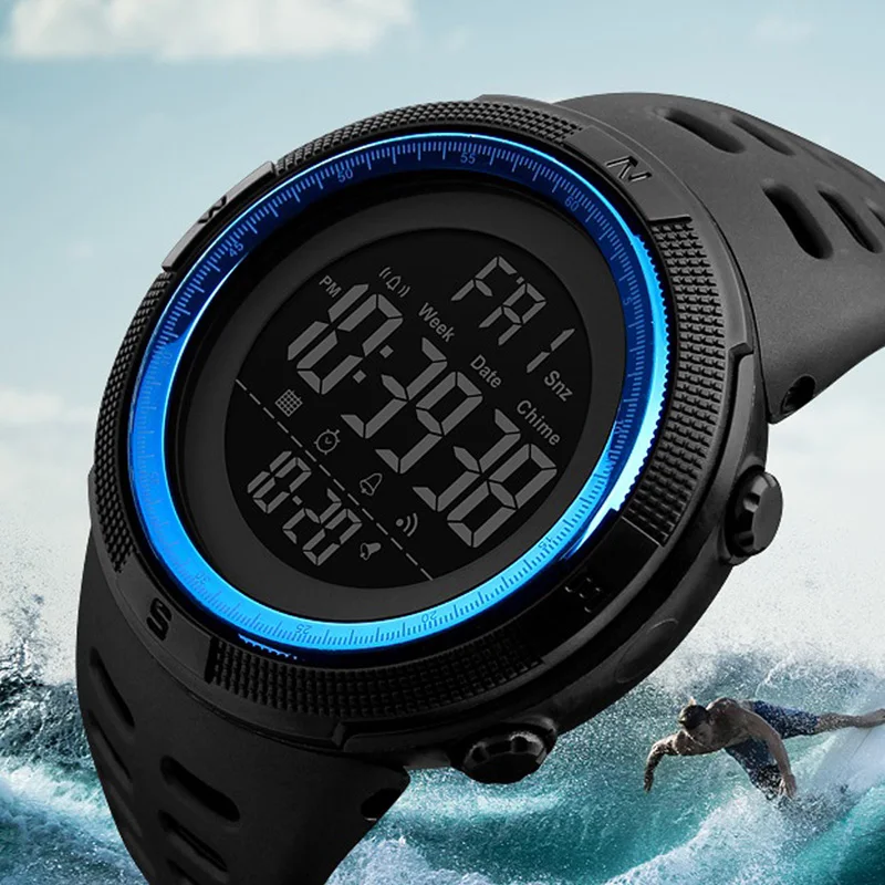Skmei Роскошные Брендовые мужские спортивные часы Dive 50 м цифровые светодиодные