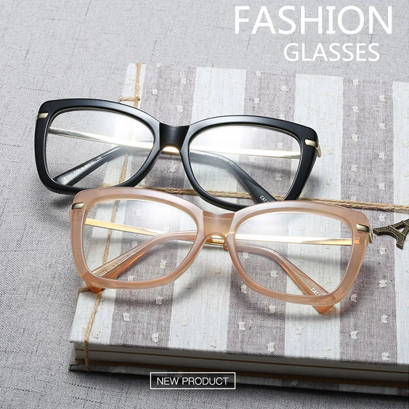 Women Metal Legs Designer Optical Eyeglasses Prescription Acetate Rim Spectacles for Women Eyewear Glasses Frame Fashion Styles