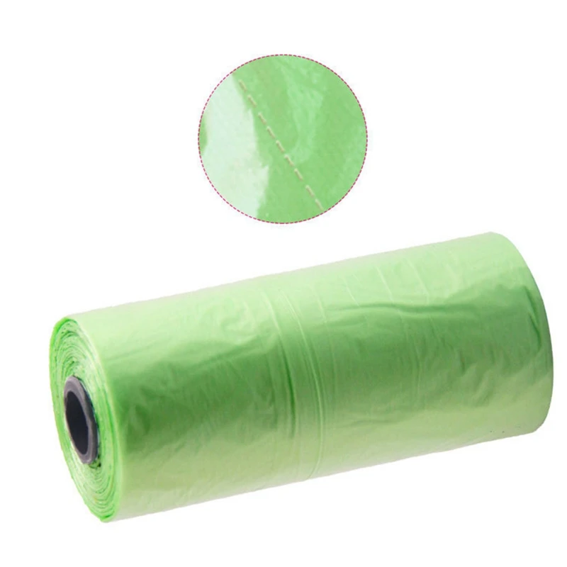 Pet Supply Cat Dog Poop Waste Bags Outdoor Home Clean Refill Green Eco-Friendly Solid Color Garbage Bag