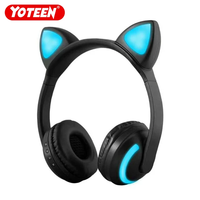 YOTEEN Cat Ear Headphone Wireless Bluetooth LED 7 Colors Glowing Cosplay Headsets with Microphone for Mobile Phone PC Tablet MP3 YOTEEN Cat Ear Headphone Wireless Bluetooth LED 7 Colors Glowing Cosplay Headsets with Microphone for Mobile Phone PC Tablet MP3
