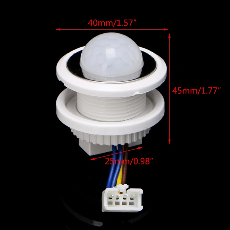 40 мм светодиодный PIR Детектор инфракрасный датчик движения переключатель с задержкой времени регулируемый