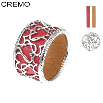 

Cremo georgette Charm Heart Rings For Women Leather Reversible Medium Two-Tone Jewelry Bijoux Femme Hollow Width Bague Finger