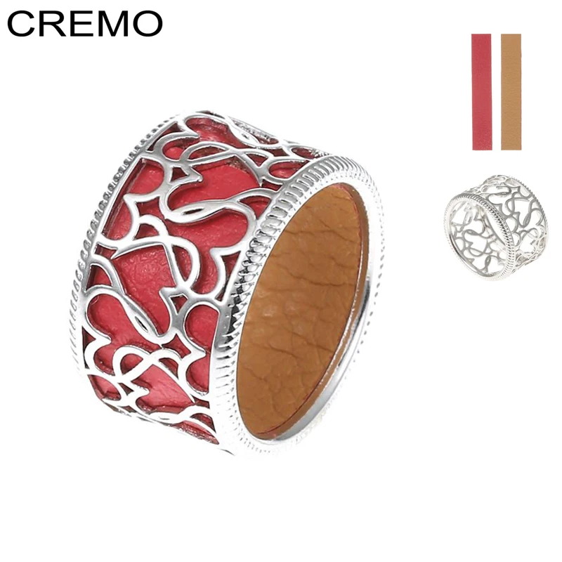 Женские кожаные двухсторонние кольца Cremo жоржет с сердечком два тона ювелирное