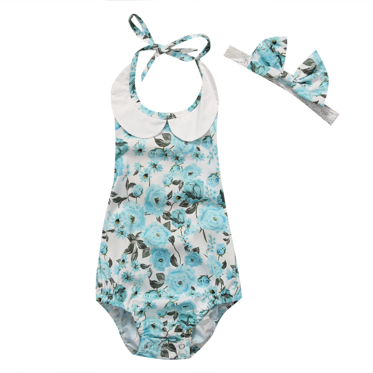 2017 Summer Cute Sweet Newborn Baby Girls Floral Sleeveless Bodysuit