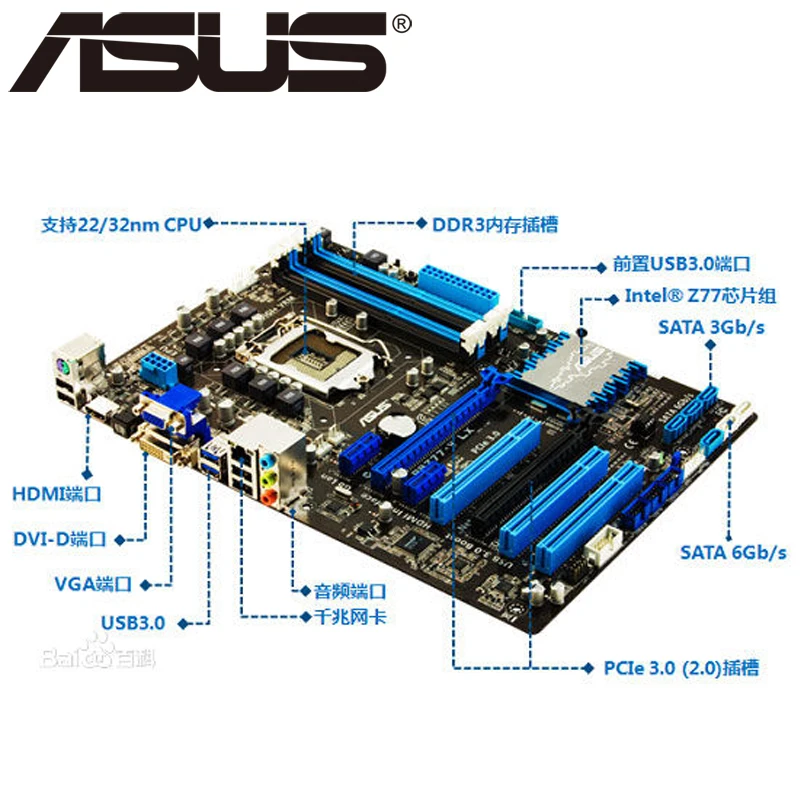 Asus P8Z77 V LX настольная материнская плата Z77 Socket LGA 1155 i3 i5 i7 DDR3 32G ATX UEFI BIOS оригинальная