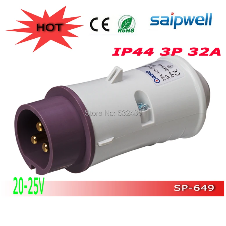 

low-voltage waterproof industrial socket IP44 20-25V 32A made in China