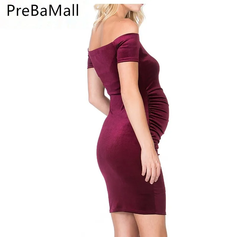 Платья для беременных Сторона Ruched одежда облегающее платье для беременных Для женщин Повседневное Обёрточная бумага сексуальные платья