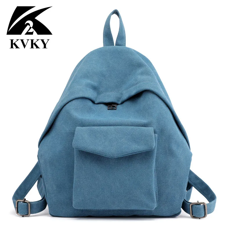Female Women Canvas Backpack Portable Casual Backpack Lady Girl Solid